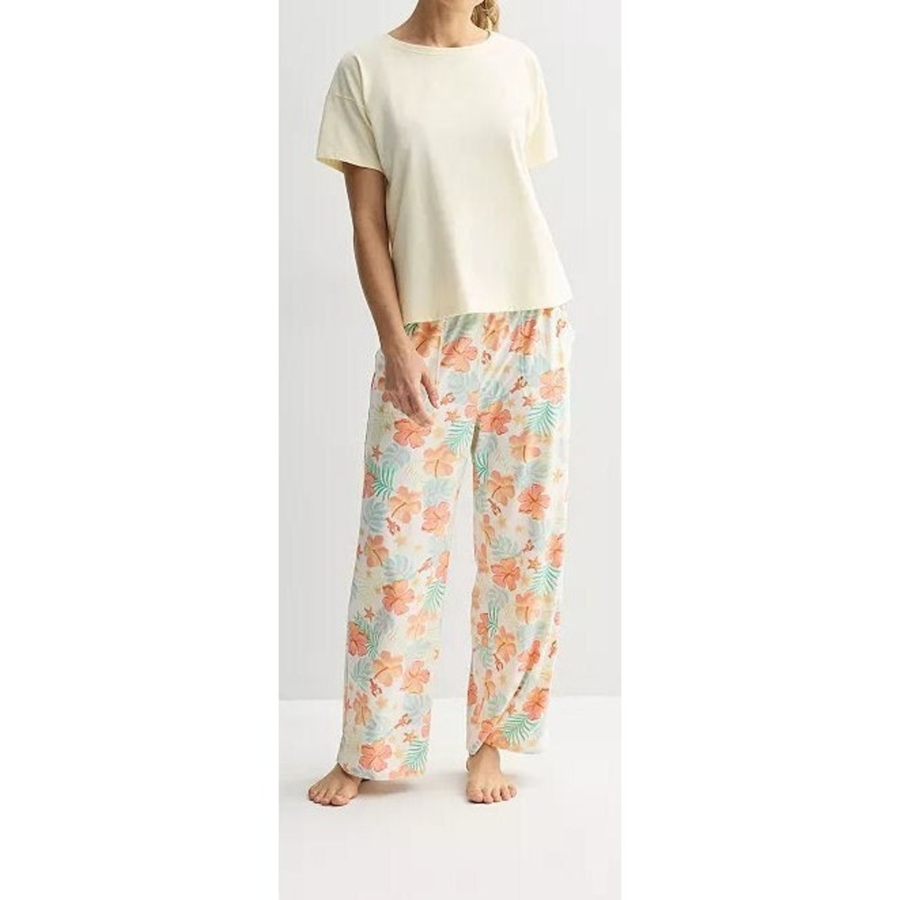 Sonoma Women's Goods For Life Pajama Top/Pants Set - Ivory Tropical Floral - XXL